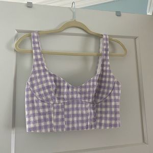 Purple gingham Zara crop top